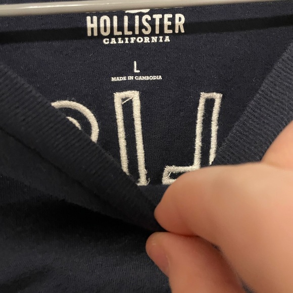 Hollister Y2K Cropped Embroidered Logo Back Designed Blue Stripe Shirt Large - Picture 5 of 5
